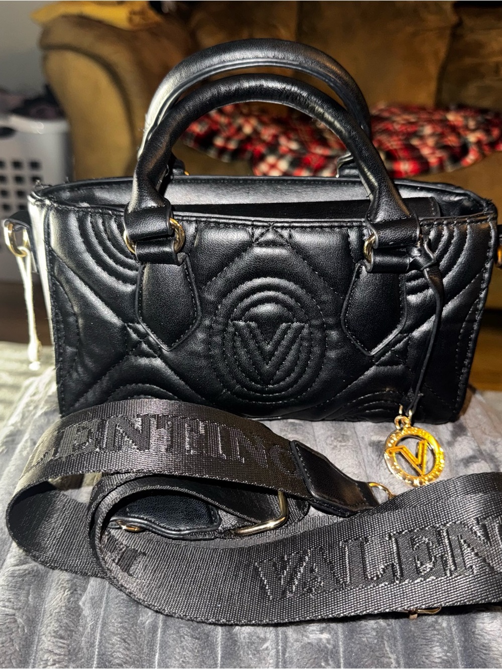 Valentino Orlandi mini Italy Design handbag or Crossbody- Black Quilted-preloved